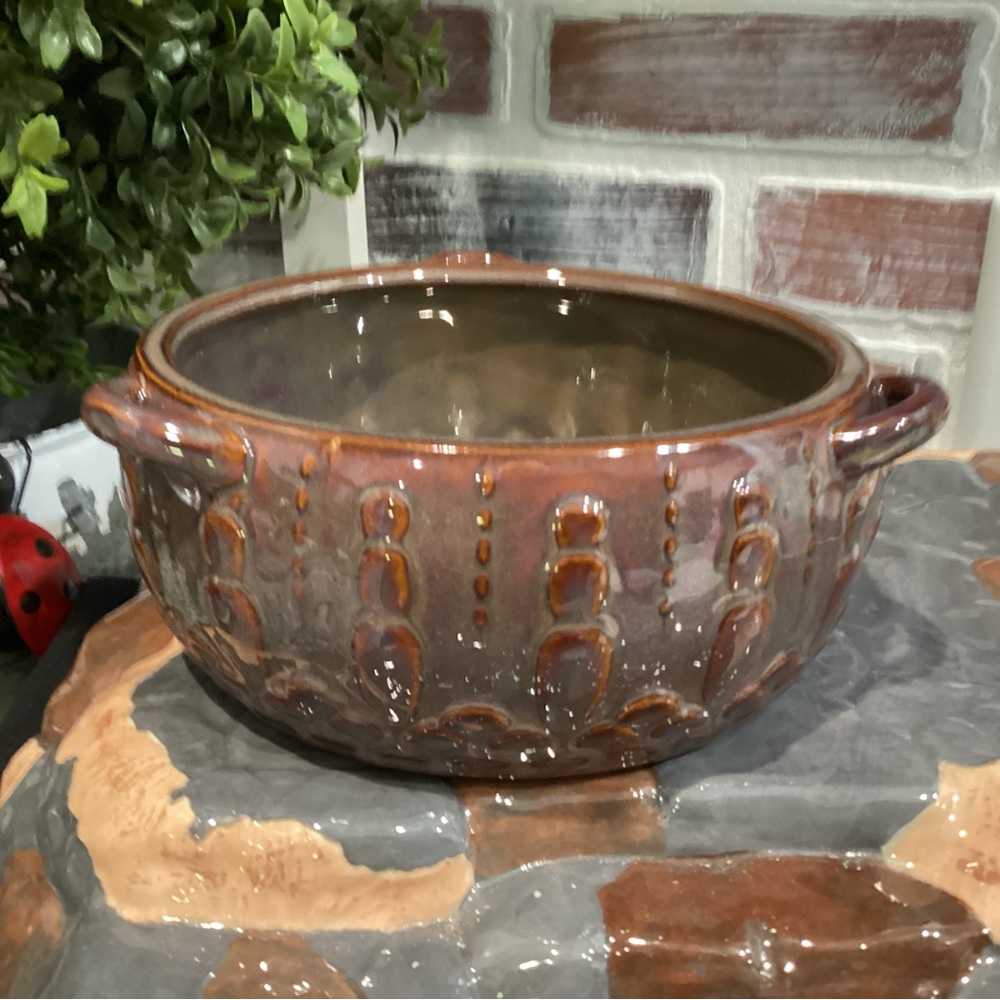 🟤 Beautiful, Large & Like New Ceramic Crafted Candle Holder - Planter - Nice
